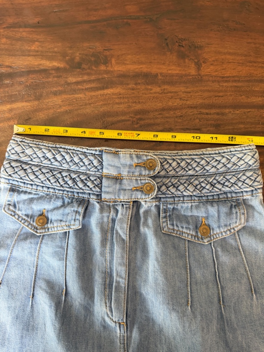 Free People Denim Mini Skirt with Braided Waist - Picture 6 of 8
